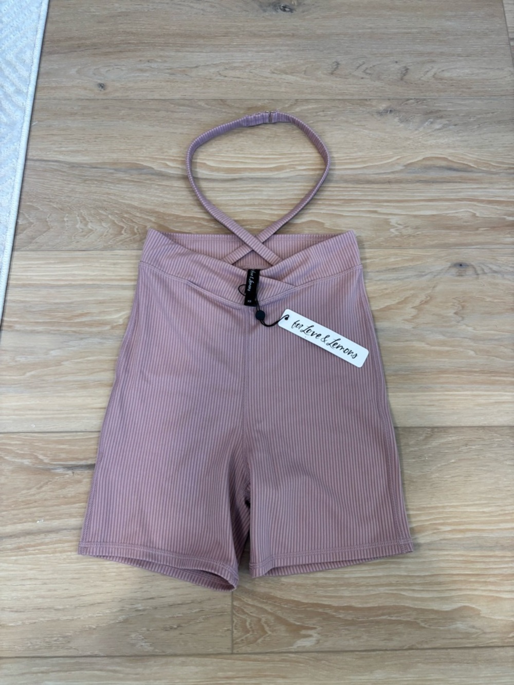 For love and lemons ribbed pink biker shorts